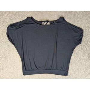 Womens Cold-Shoulder Top Navy Blue Size XL Dolman Sleeve Tie Back Banded Hem